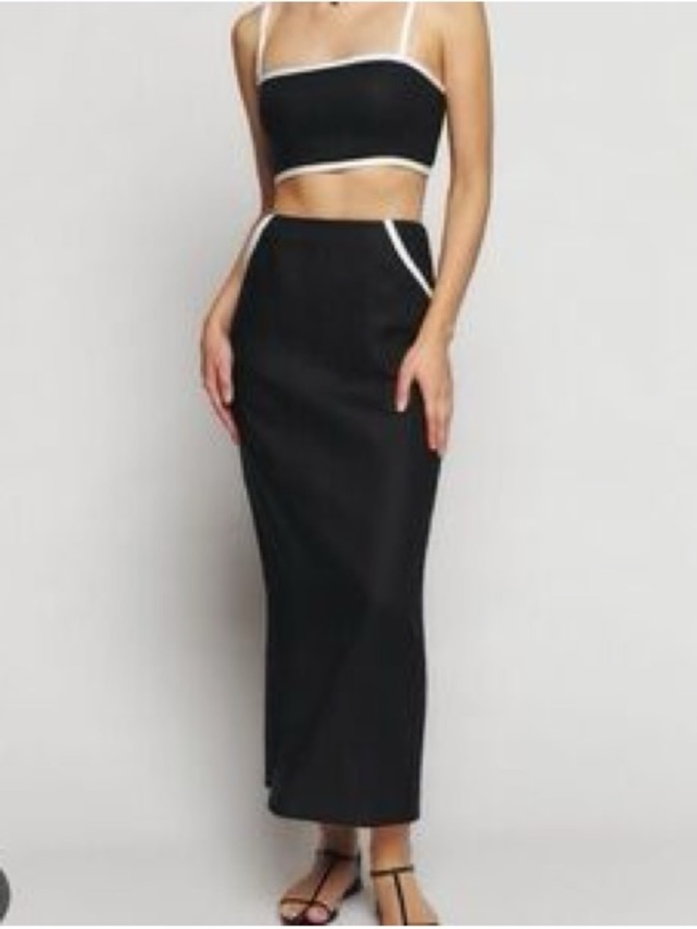 *HOUSE OF HARLOW 1960* Classic Black Pencil Skirt w/ White Trim Size Medium - Picture 2 of 9